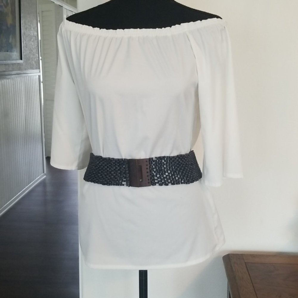 Boho Stretch Wooden Bead Belt with Wood Buckle